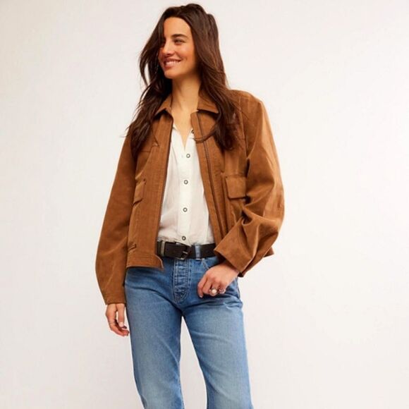 Avec Les Filles Jackets & Blazers - Avec Les Filles NWOT Corduroy Jacket Coat Women's S Brown Trucker Boxy Academia